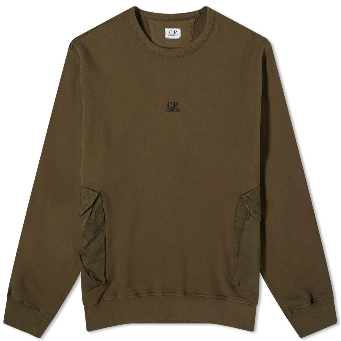 C.P. Company Long-Sleeve Crewneck Sweatshirt With Subtle Logo And Ribbed Details