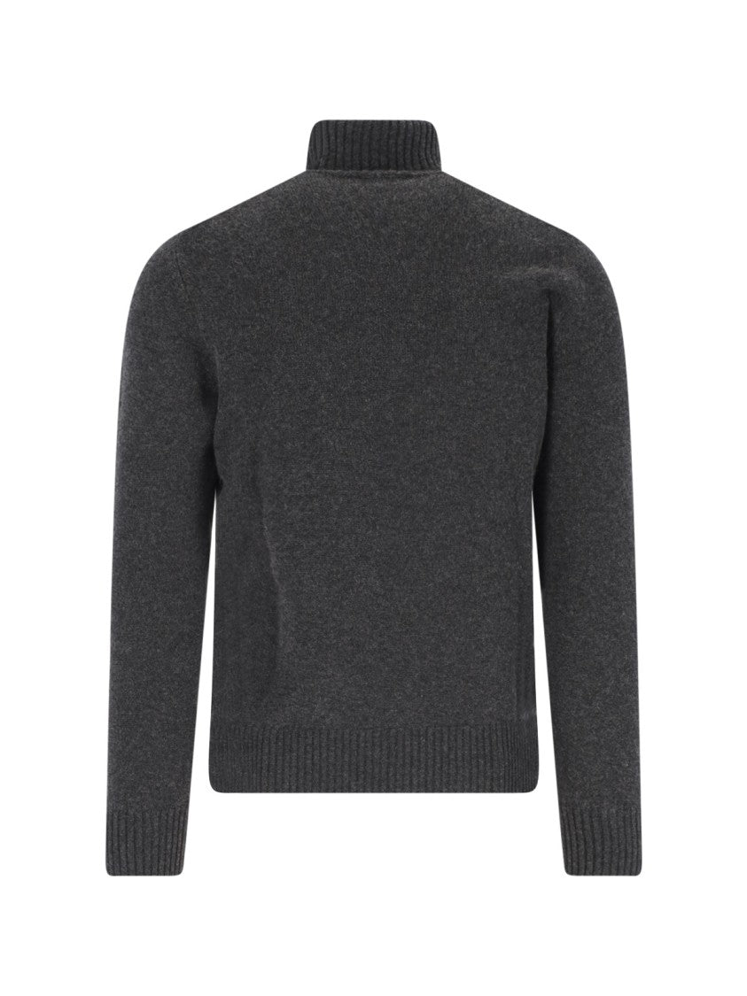 Drumohr Ribbed High-Neck Cashmere Sweater With Minimalist Design