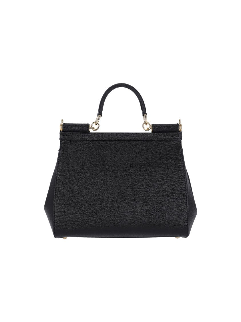 Dolce & Gabbana Black Calf Leather Sicily Tote Bag