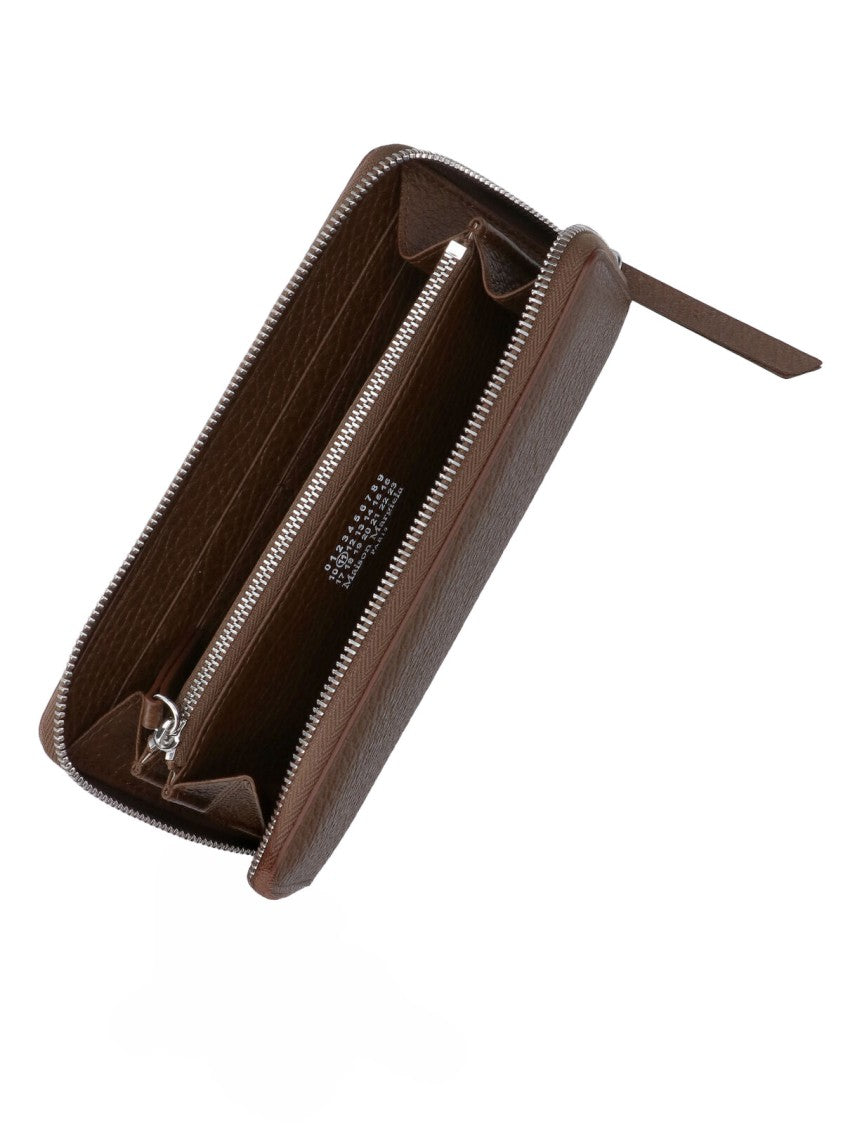 Maison Margiela Brown Four Stitches Textured Leather Wallet