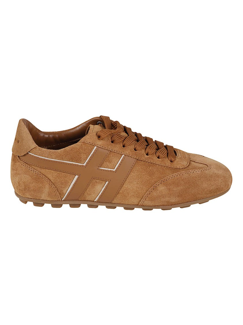 Hogan Brown H693 Calf Leather Low-Profile Sneakers