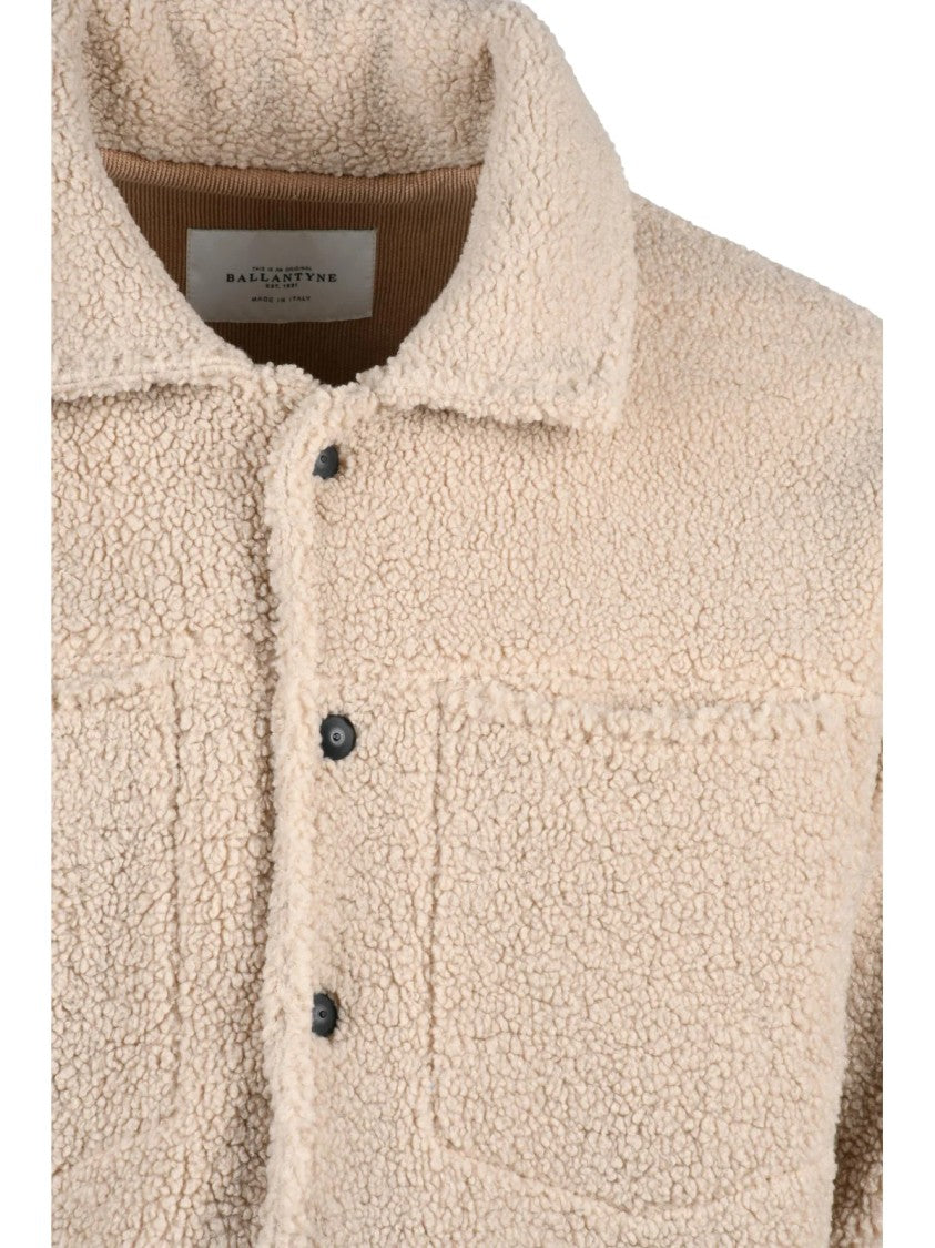 Ballantyne Beige Plush Snap Button Polyester Overcoat