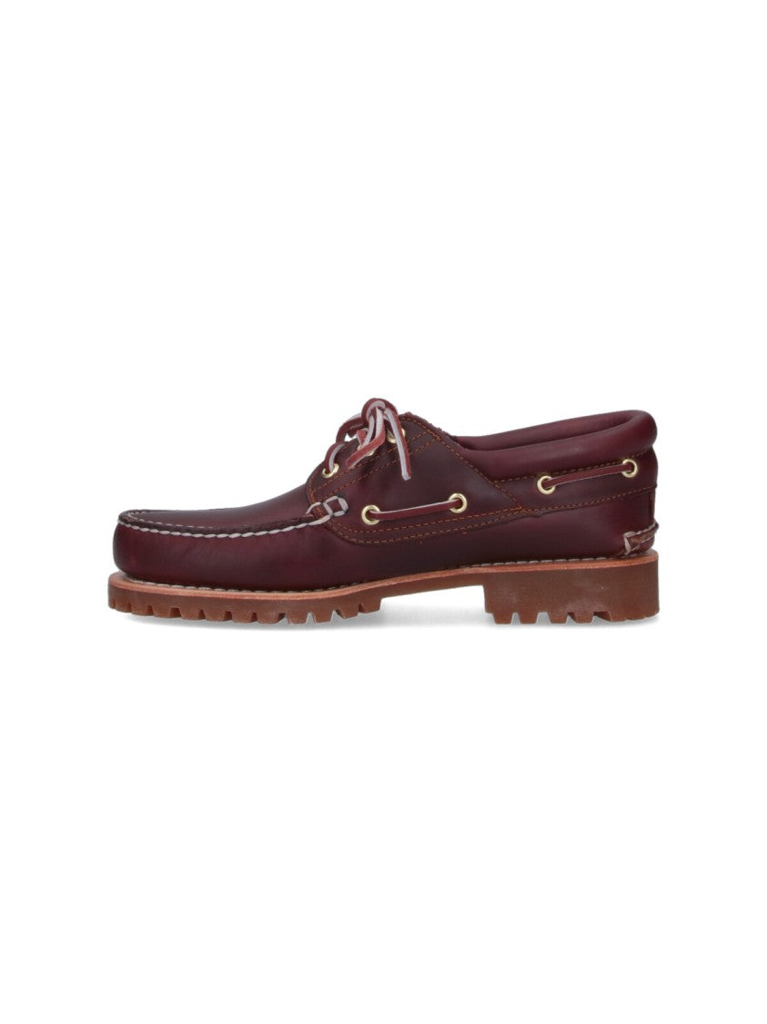 Timberland Brown Leather Contrast Stitch Boat Shoes