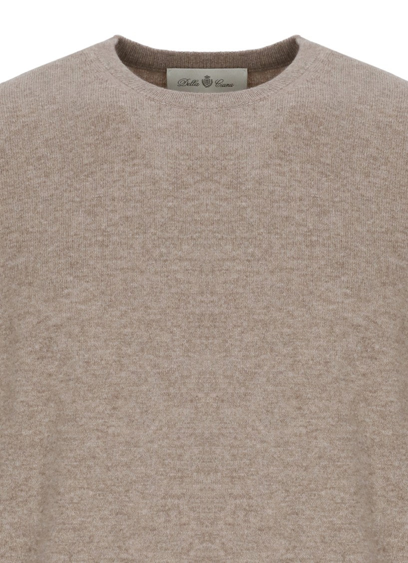Della Ciana Beige Wool-Blend Crew Neck Sweater