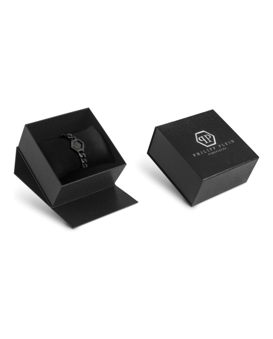 Philipp Plein Hexagonal Black Crystal Watch With Sunray Dial