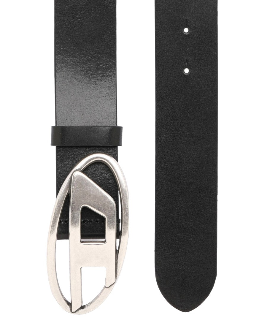 Diesel Soft Leather Belt With Oval Logo Buckle