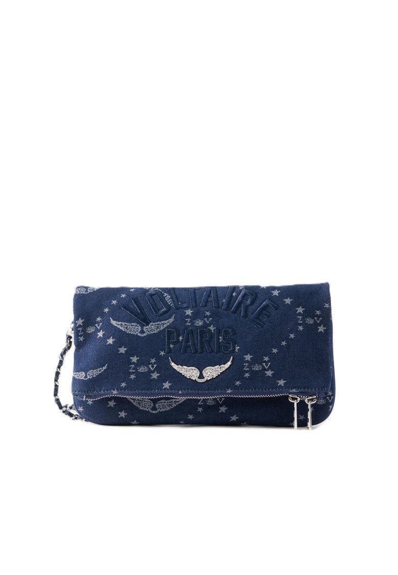 Zadig & Voltaire Rectangular Denim Shoulder Bag With Chain Strap