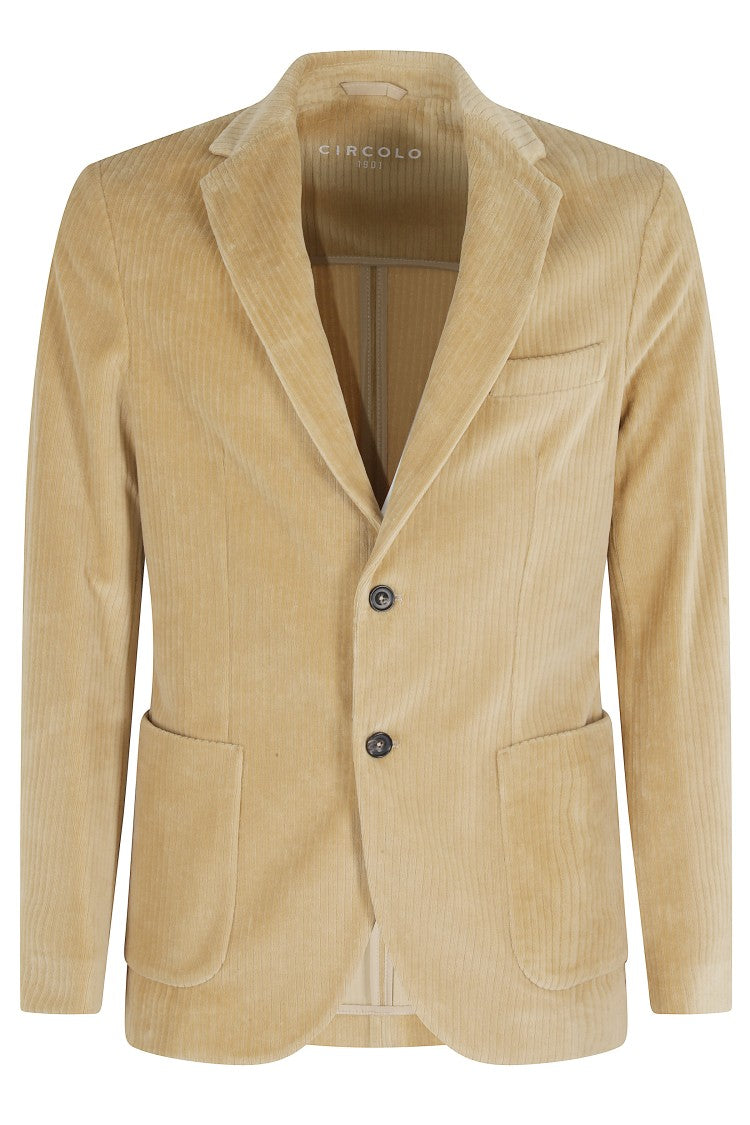 Circolo 1901 Sandy Beige Corduroy Jacket With Ribbed Velvet Accents