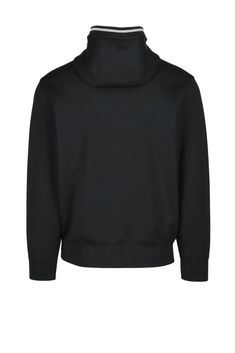 Emporio Armani Black Hooded Neoprene Effect Sweatshirt