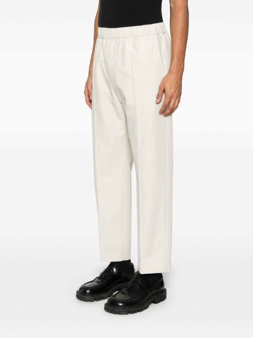Lanvin Light Beige Elasticated Drawstring Cotton Trousers