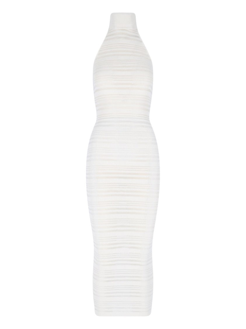 Andreâdamo Ribbed Knit Midi Dress – White