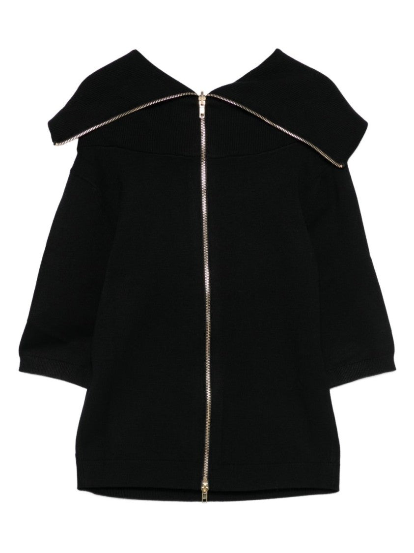 Semi Couture Viscose Blend Sweater With Fold-Over Collar