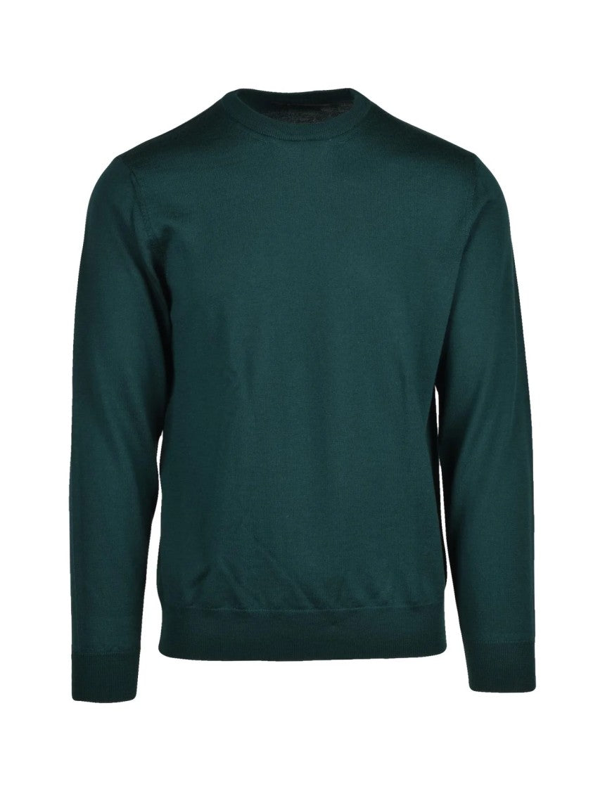 Baturo Baturo Merino Wool Crew Neck Sweater With Ribbed Details