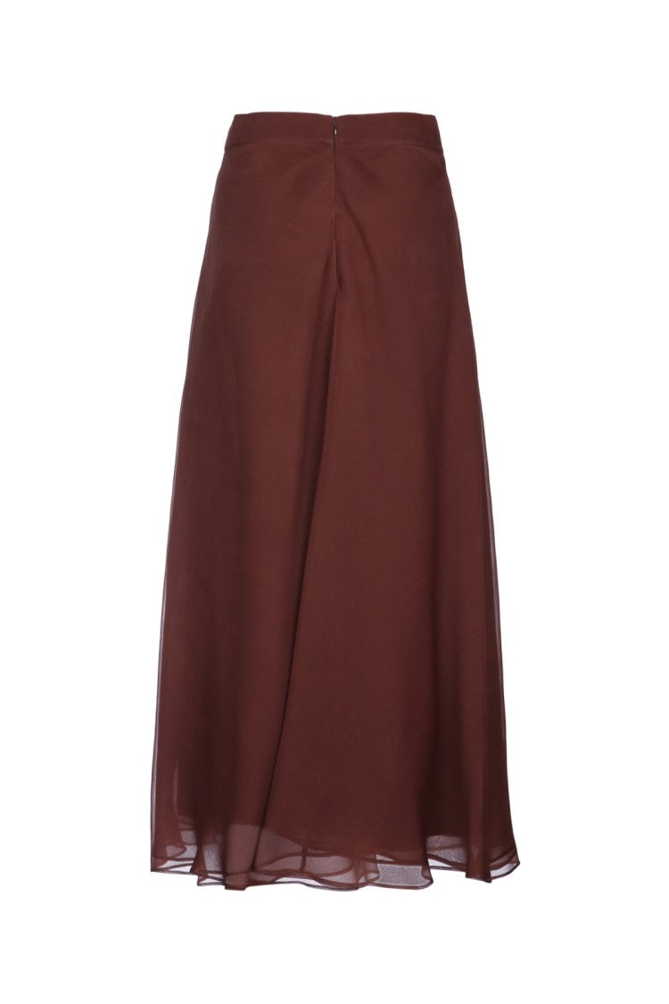 Brunello Cucinelli Midi-Length Brown Skirt With Gentle Pleats