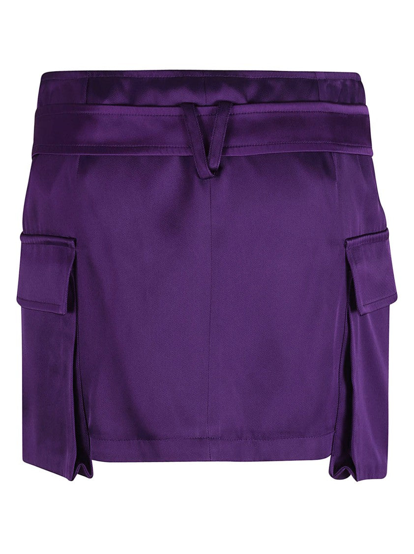 Versace High-Waisted Purple Skirt With Statement Belt