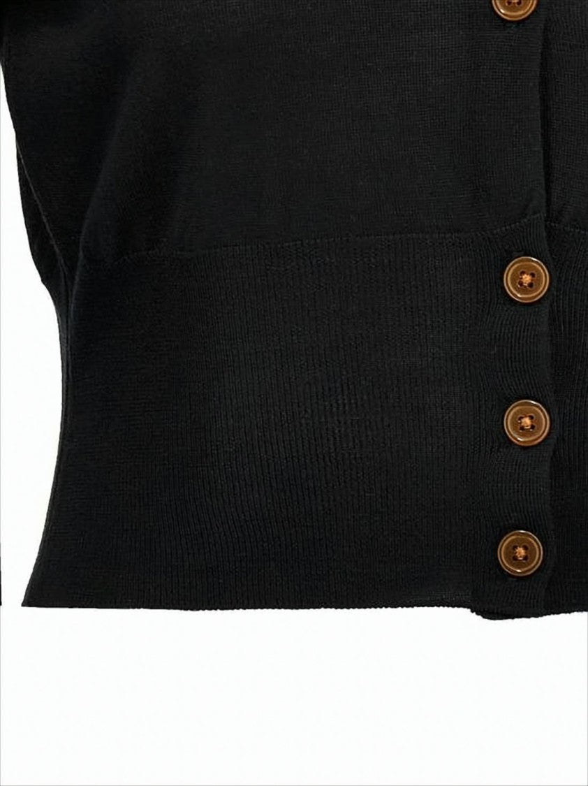 Vivienne Westwood Cropped Black Cardigan With Button-Down Front