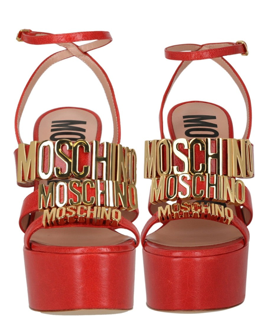 Moschino Degrade Metal Logo Heeled Sandals