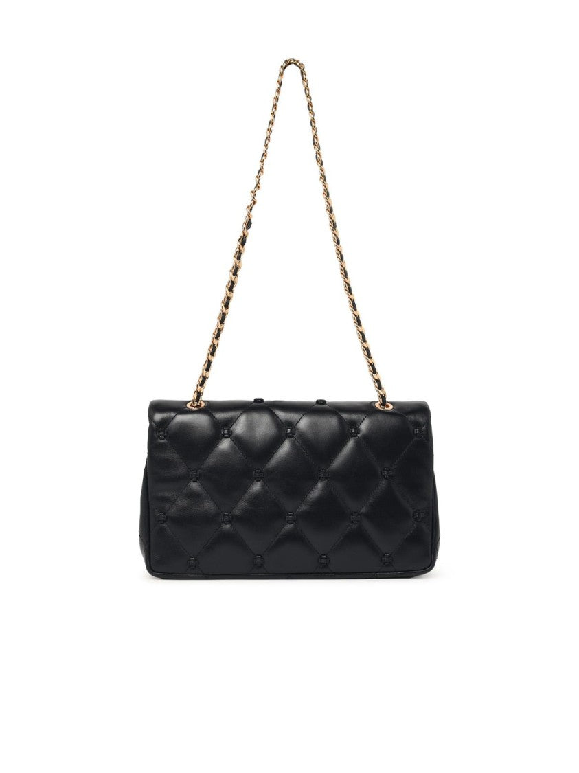 Tory Burch Black Bunny Knot Quilted Nappa Leather Shoulder Bag