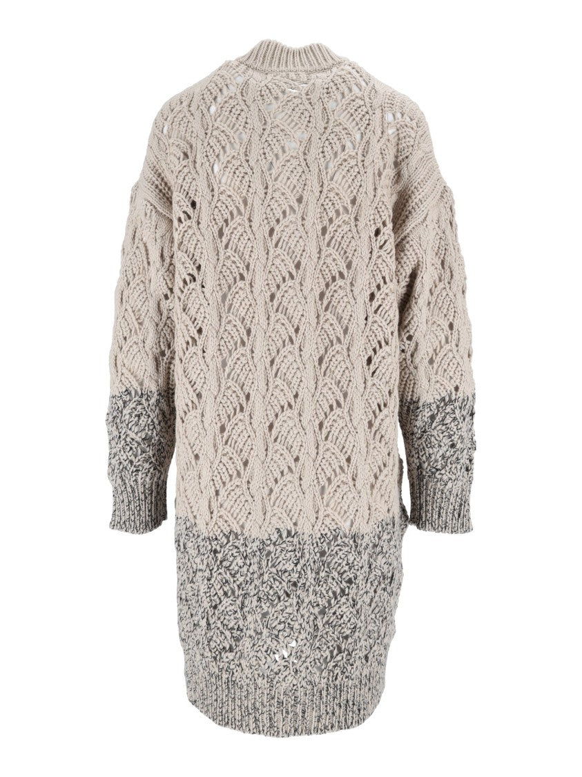 Fabiana Filippi Openwork Knit Bicolor Band Bomber Jacket