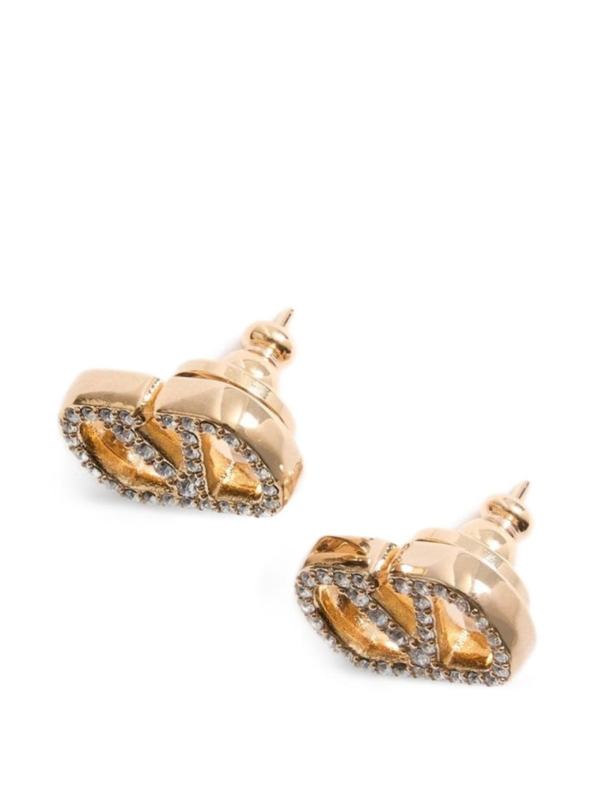 Valentino Garavani Interlocking V D Crystal Stud Earrings