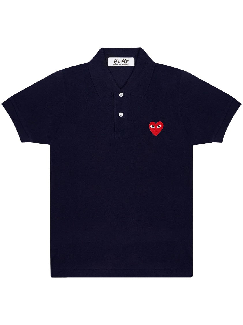 Comme Des Garçons Short-Sleeved Polo Shirt With Red Heart Emblem