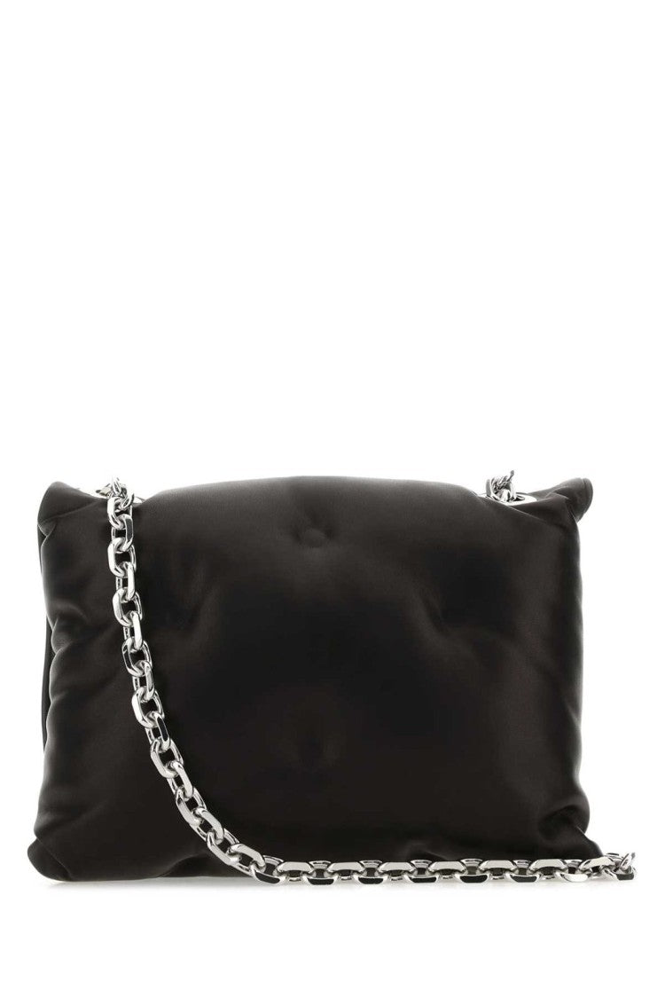 Maison Margiela Rectangular Nappa Leather Shoulder Bag With Silver Chain Strap