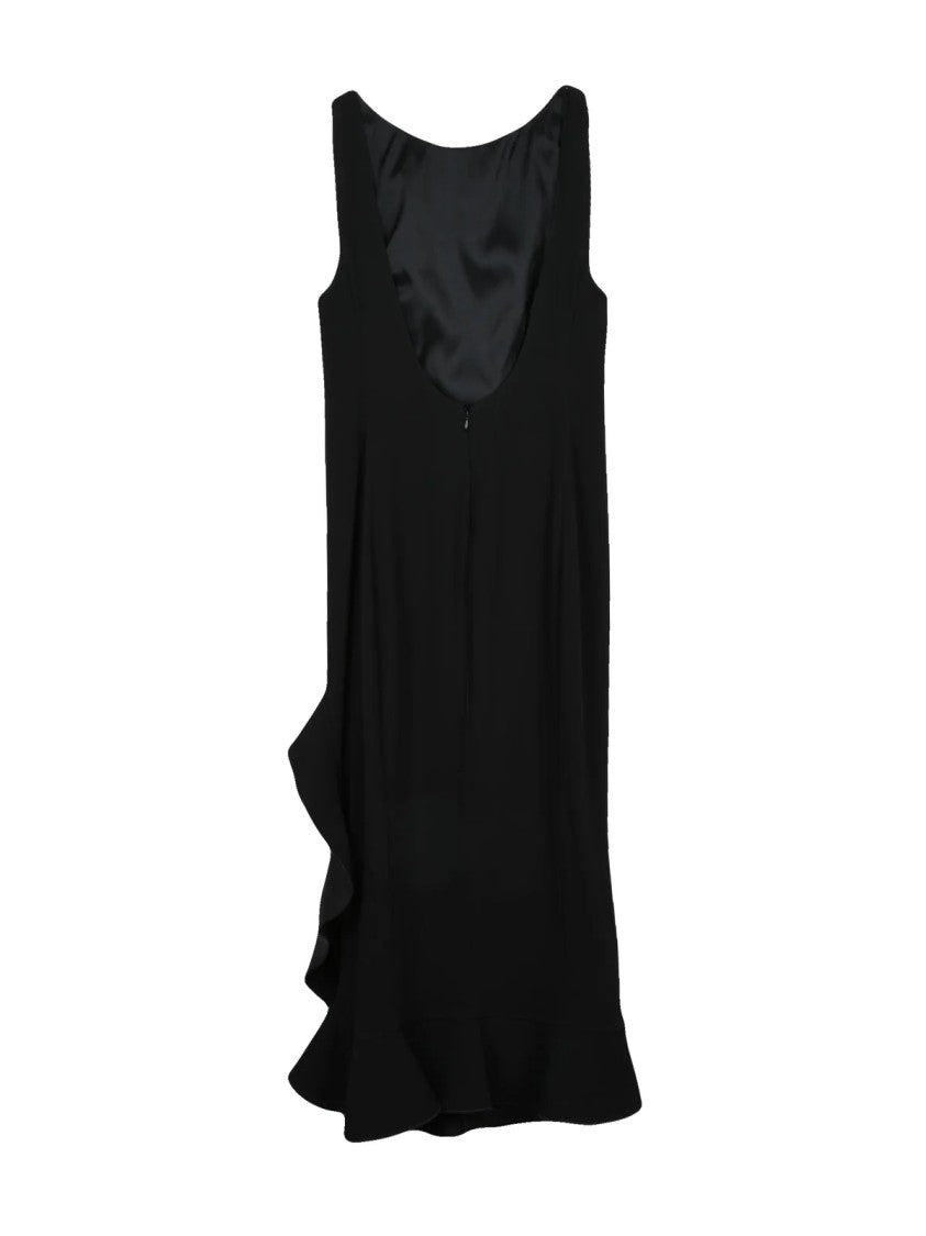 Pinko Black Side Slit Stretch Viscose Long Dress