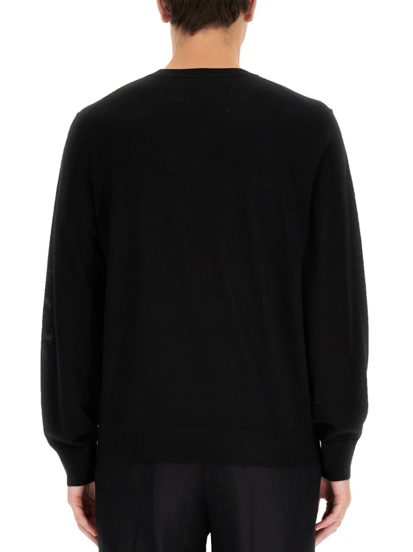 Theory Relaxed Fit Black Wool Sweater With Round Neckline