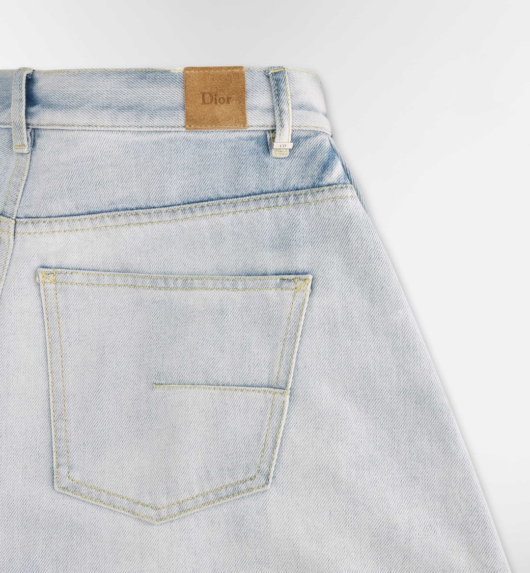 Christian Dior Light-Wash High-Waist Wide-Leg Denim Jeans
