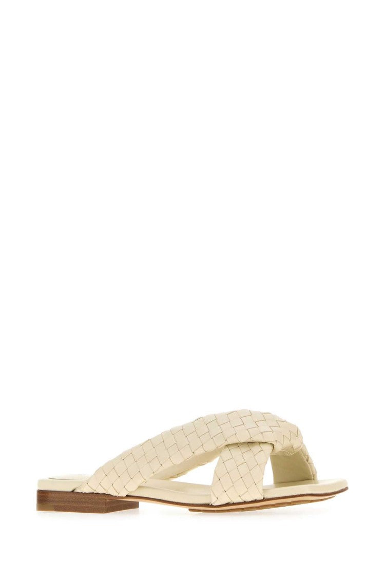 Bottega Veneta Ivory Nappa Leather Riva Slippers