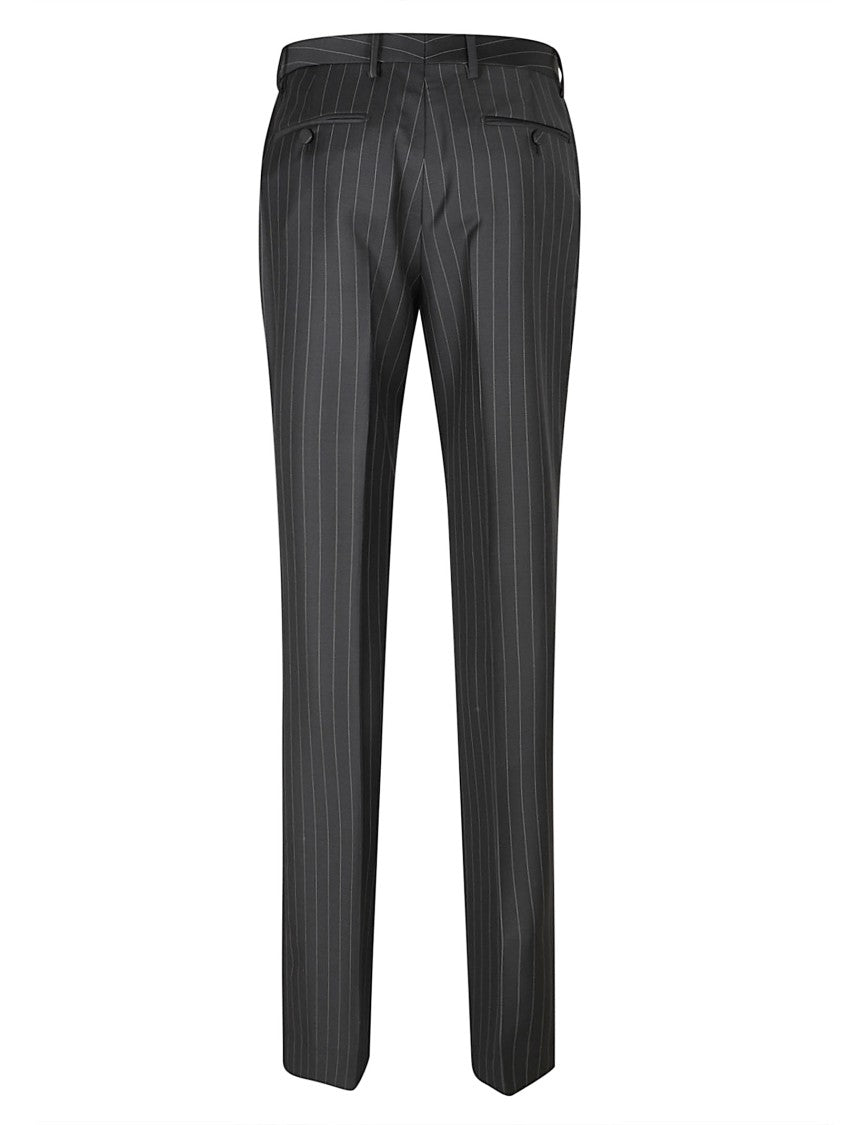 Tom Ford Tailored Black Trousers With Classic Pinstripe Pattern