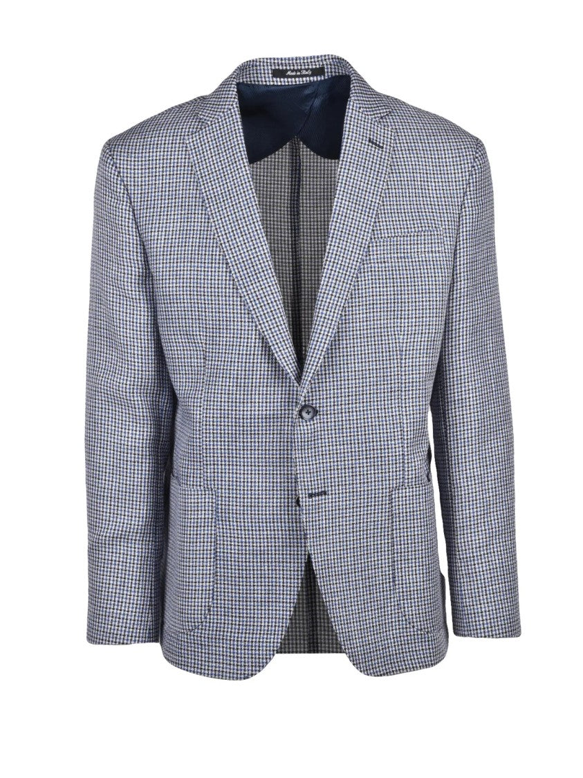 Sartoria Italiana White Blue Linen Cotton Rounded Jacket