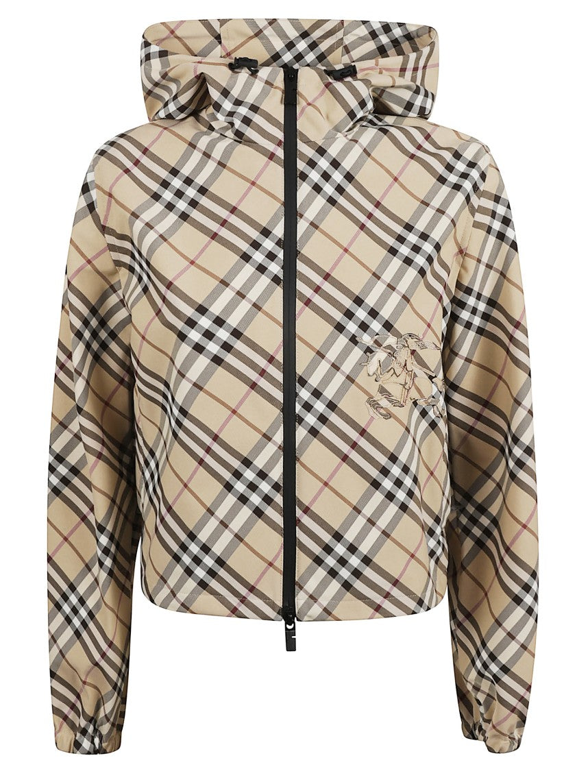 Burberry Cropped Plaid Coat With Hood