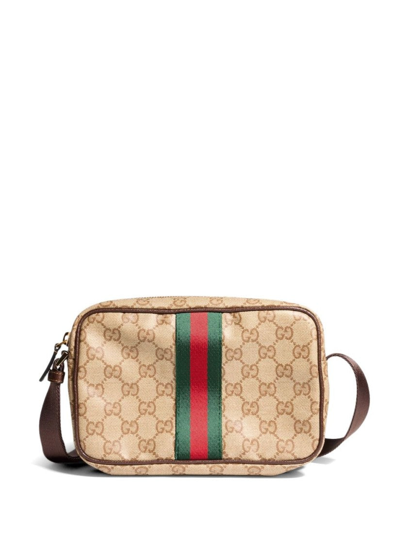 Gucci Monogram Web Stripe Rectangular Crossbody Wallet
