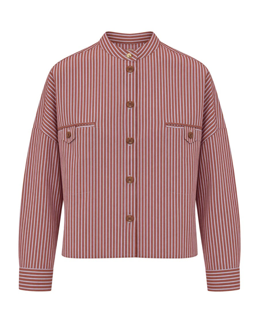 Sessùn Grenade Orregia Cropped Striped Poplin Blouse