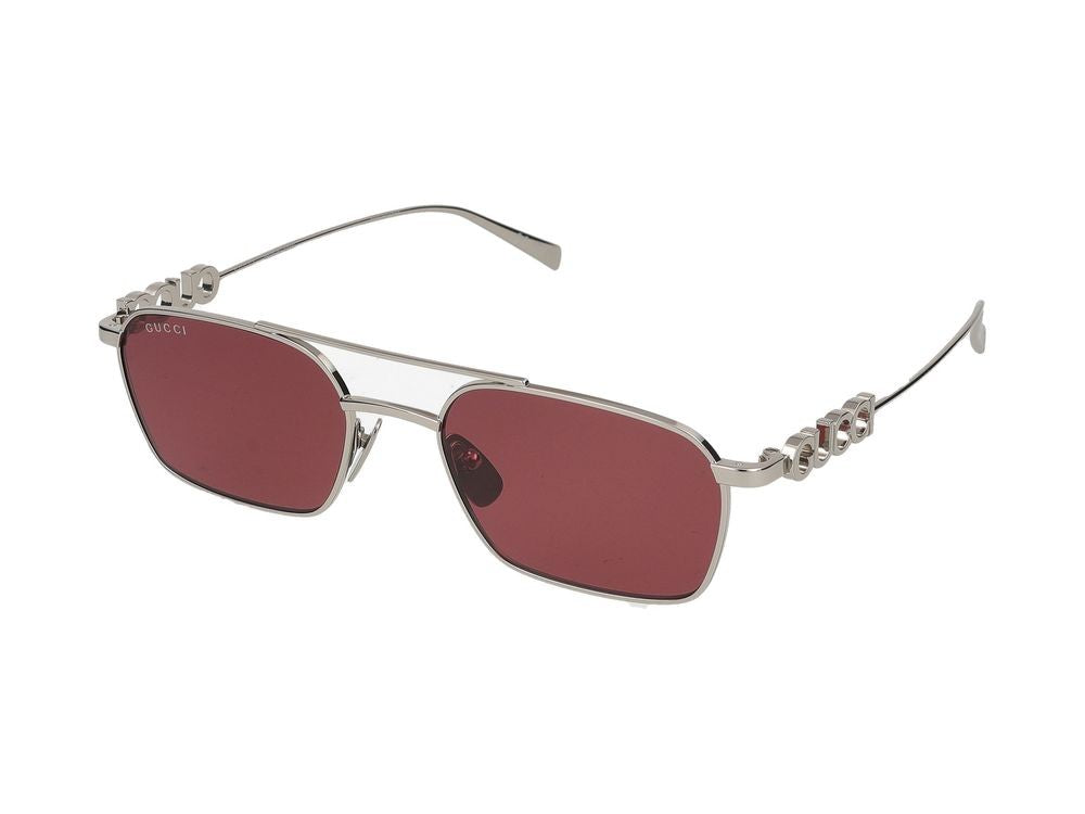 Gucci Silver Square-Shaped Metal Sunglasses