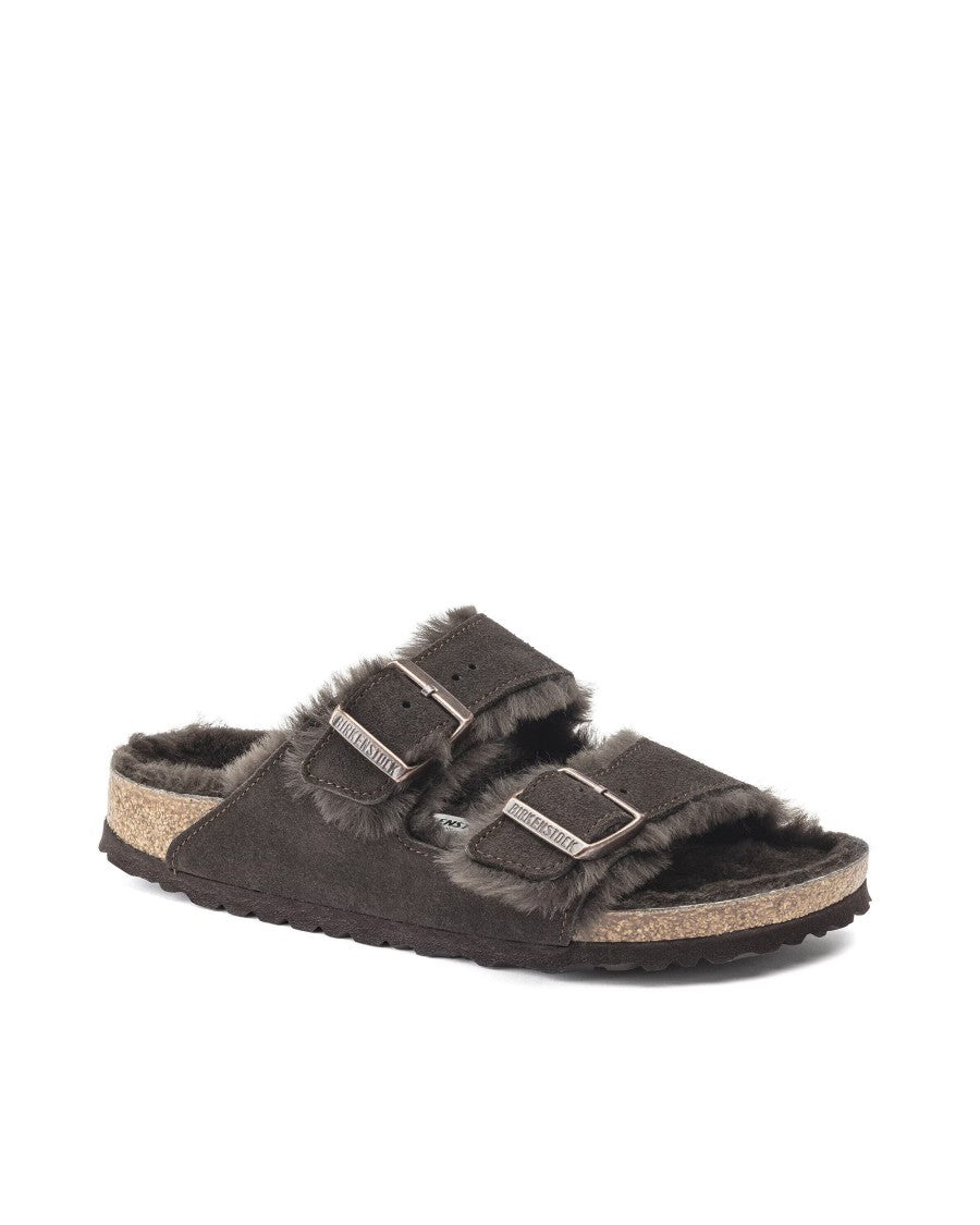 Birkenstock Shearling Lined Suede Sandals With Adjustable Straps