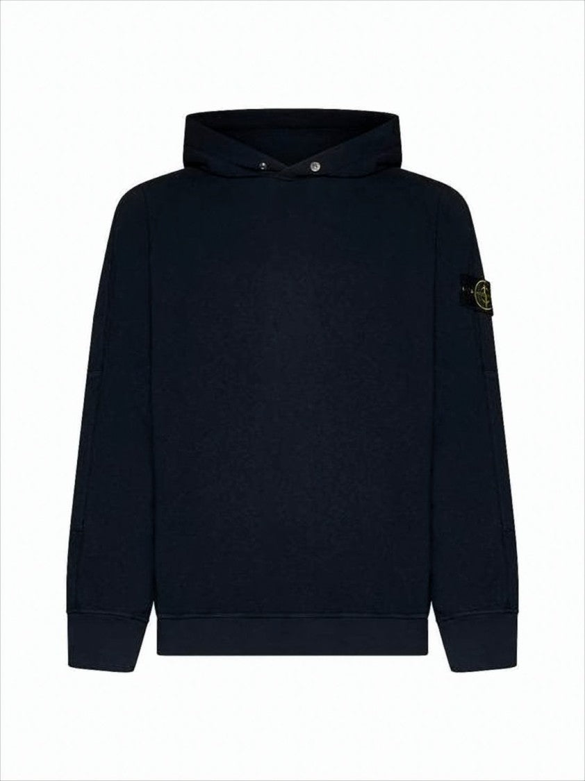 Stone Island Black Hoodie With Distinctive Patch Logo