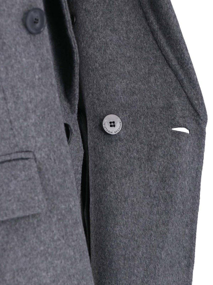Victoria Beckham Double-Breasted Structured Jacket With Notched Lapel