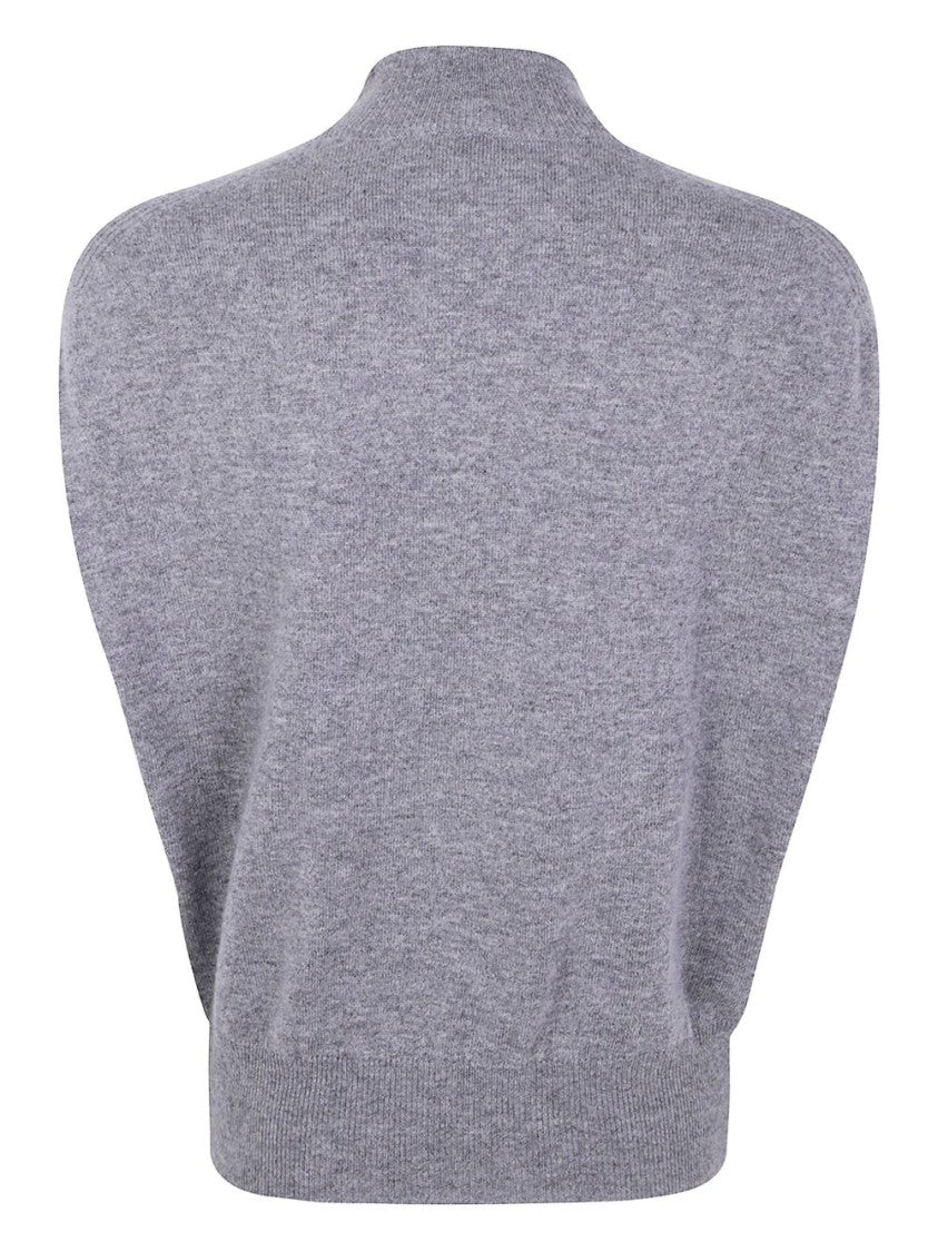 Semi Couture Finely Knit Gray Sweater With High Neckline