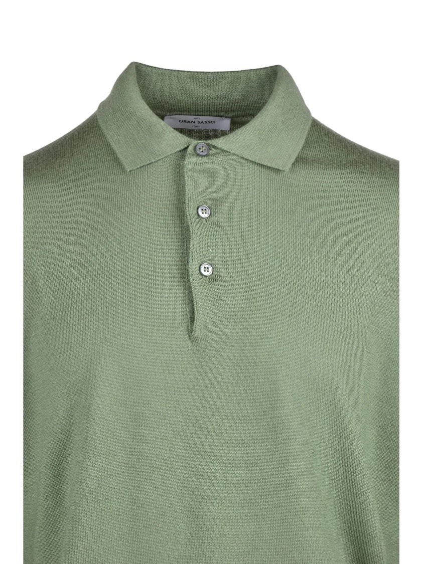 Gran Sasso Virgin Wool Polo Sweater With Classic Collar And Three-Button Placket