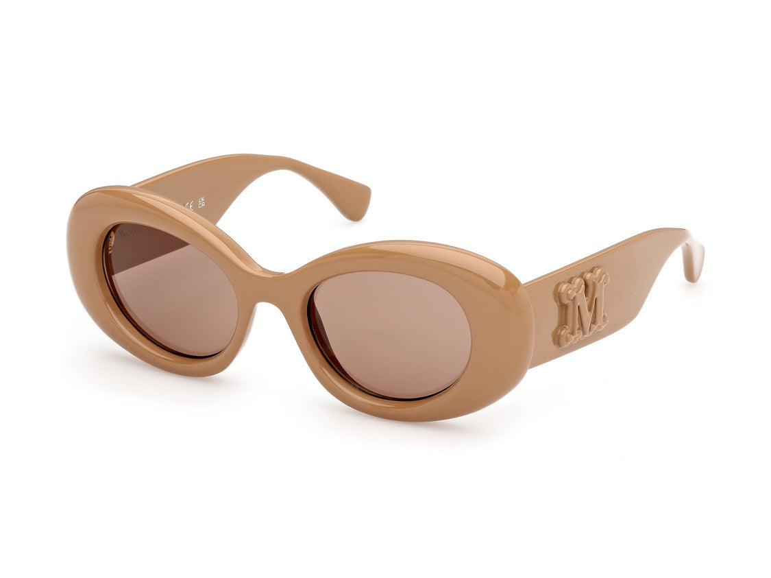 Max Mara Mm0208 Glossy Emblem Oversized Round Sunglasses