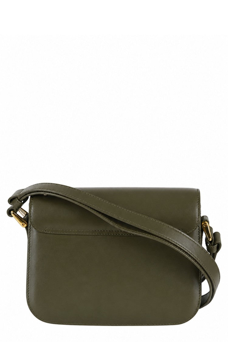 A.P.C. Green Grace Small Engraved Logo Leather Shoulder Bag