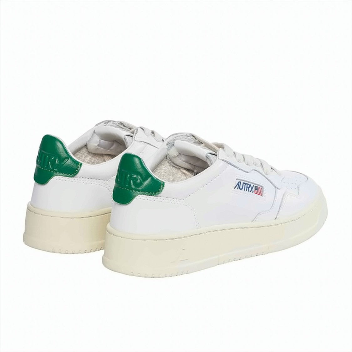 Autry Perforated Leather Low-Top Sneakers With Green Accents