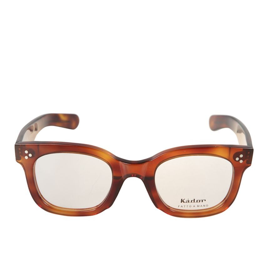 Kador Heritage Tortoiseshell Pattern Rectangular Eyeglasses With Metallic Rivet Accents