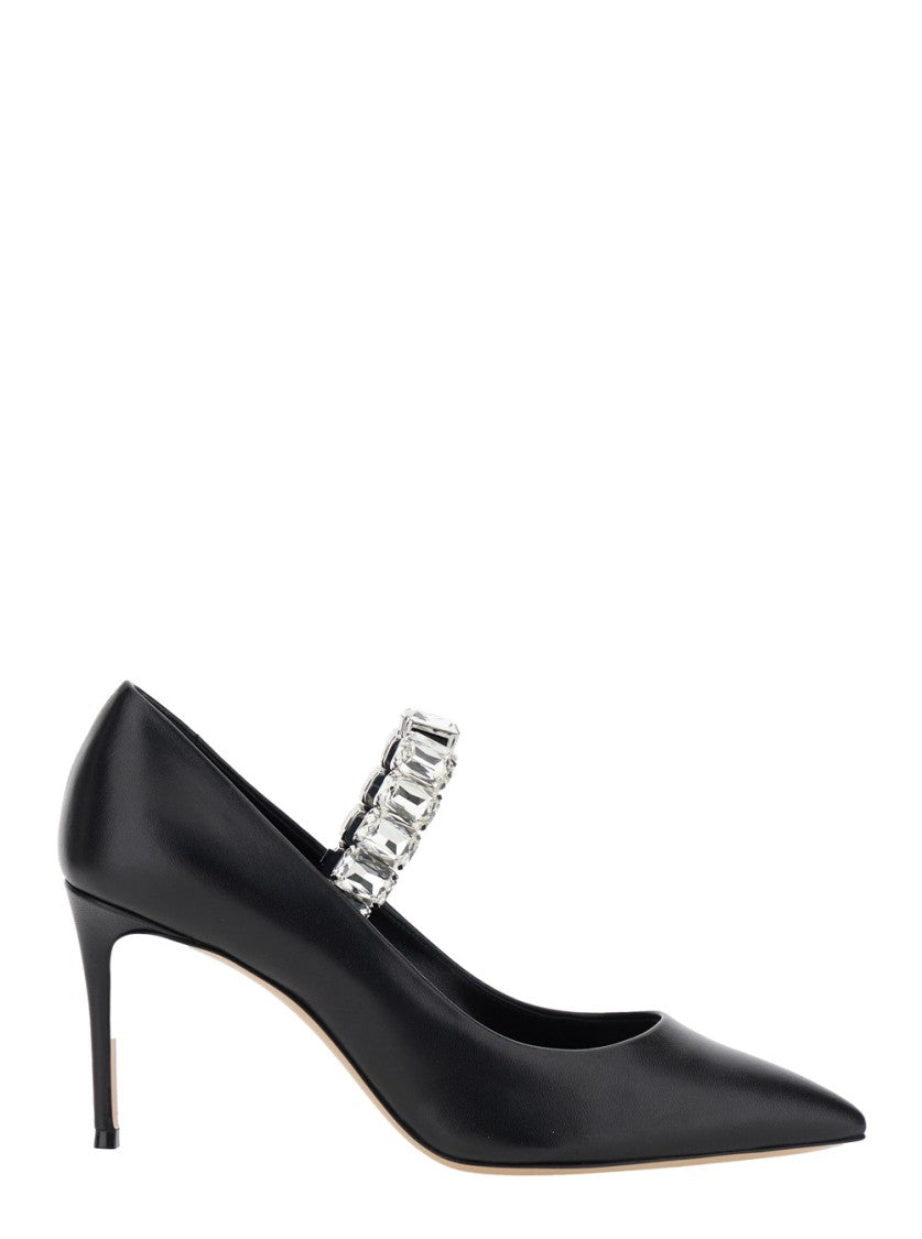 Casadei Pointed-Toe Pumps With Crystal-Embellished Strap
