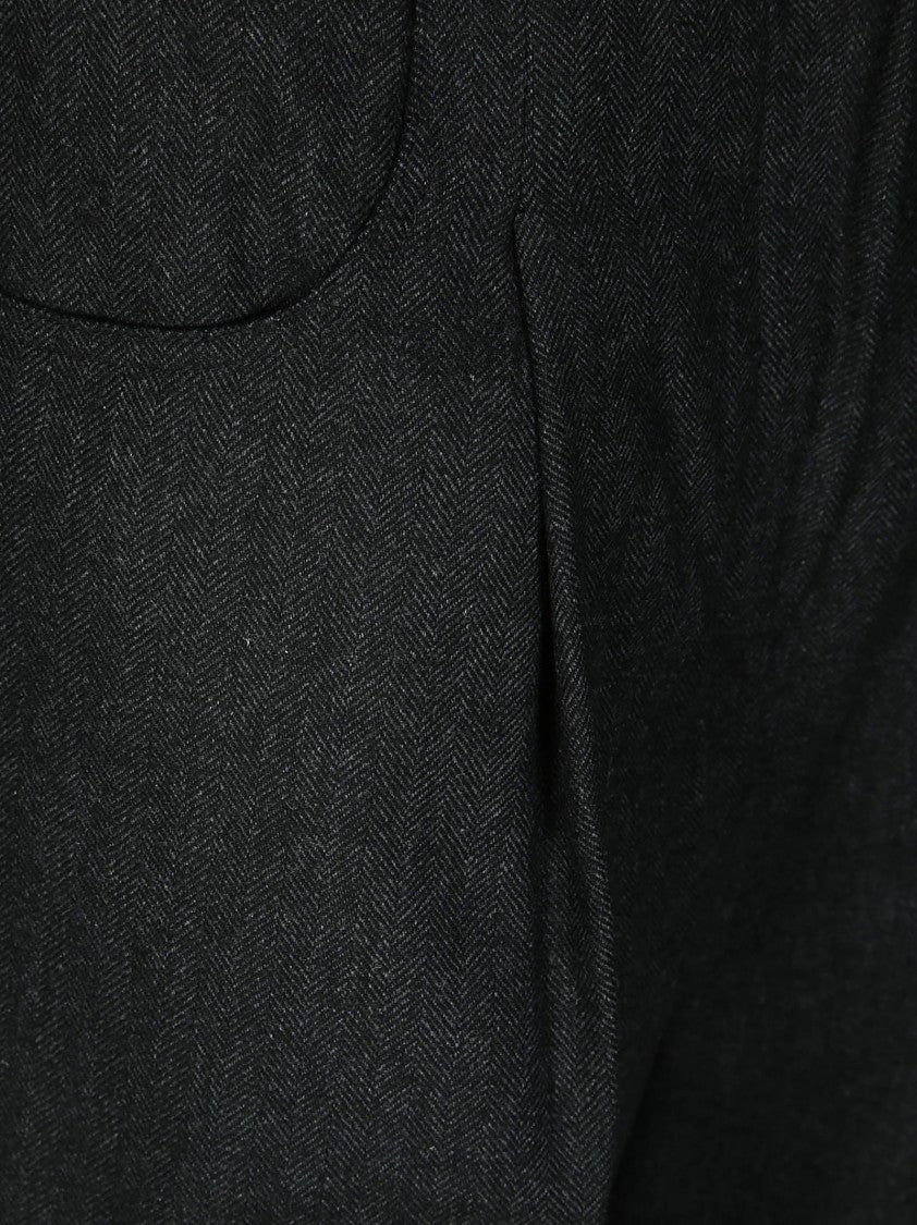 8Pm High-Waisted Straight-Leg Pants With Herringbone Texture