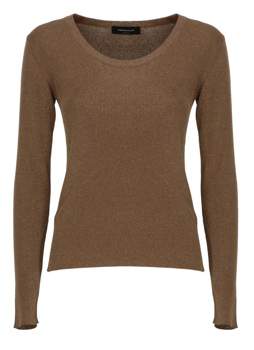 Fabiana Filippi Brown Lurex Long Sleeve Sweater