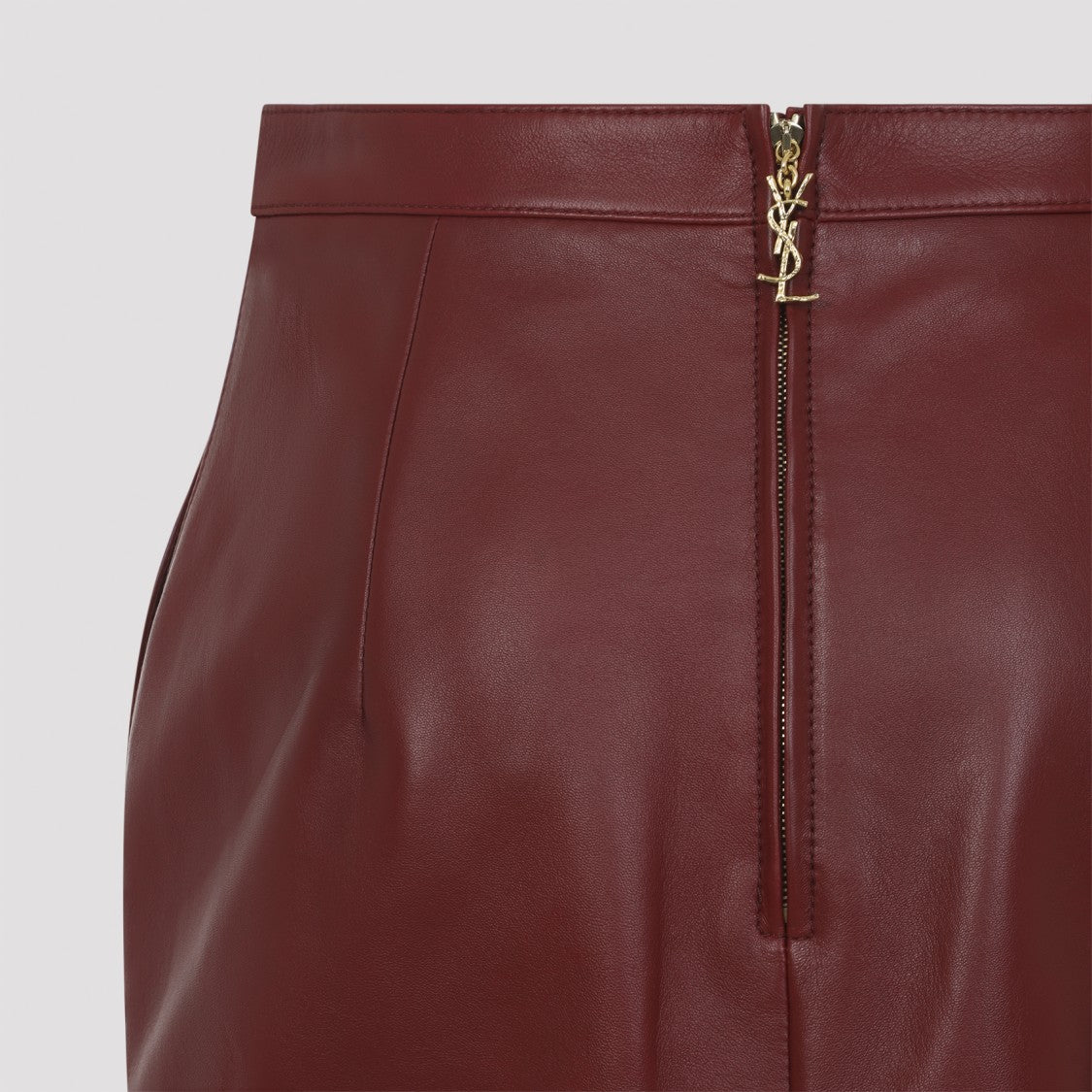 Saint Laurent Fitted Midi Skirt In Smooth Lamb Leather