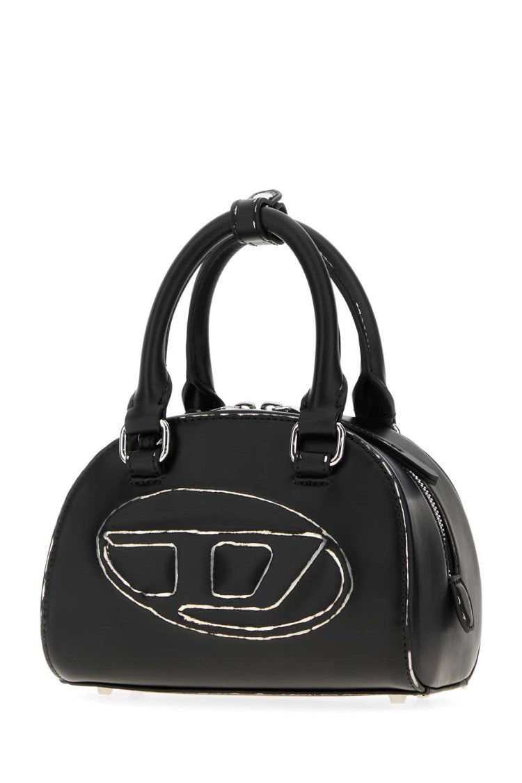 Diesel Black Leather 1Dr Dome Handbag